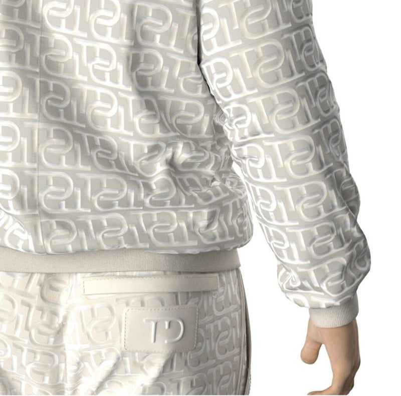 Men's Luxury TD Monogram Embossed Sports Jacket & Sweatpants | Cream Velvet