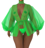 Riana Silk Organza Top | Green