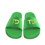 TEBO DAMBE Velvet Designer Slides - Green