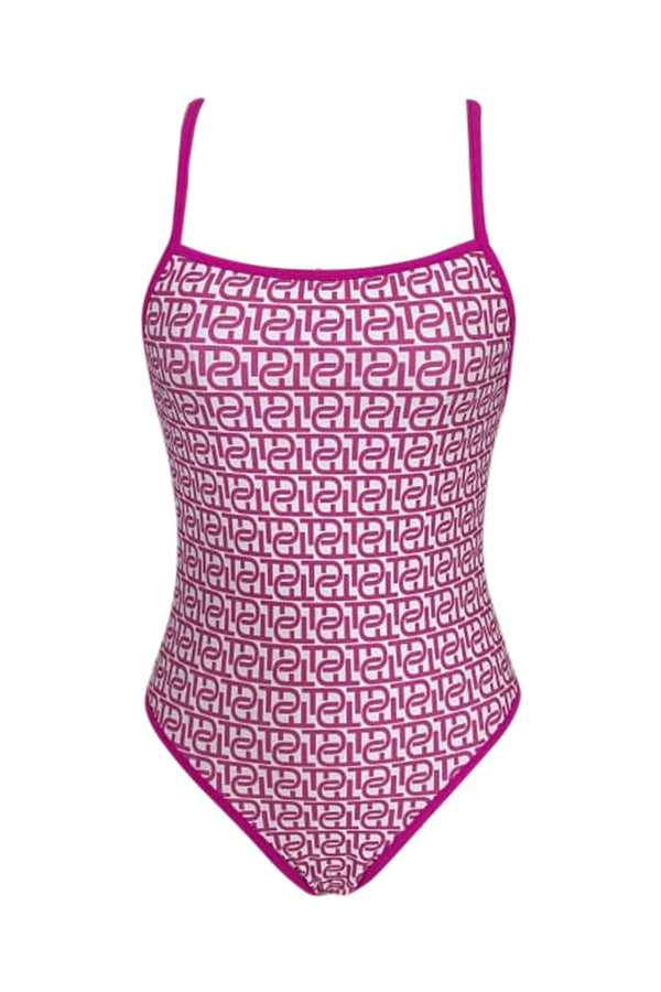 Tebo Dambe Signature TD Monogram One Piece Swimsuit - Pink with TD Monogram Print 