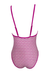 Tebo Dambe Signature TD Monogram One Piece Swimsuit - Pink with TD Monogram Print 