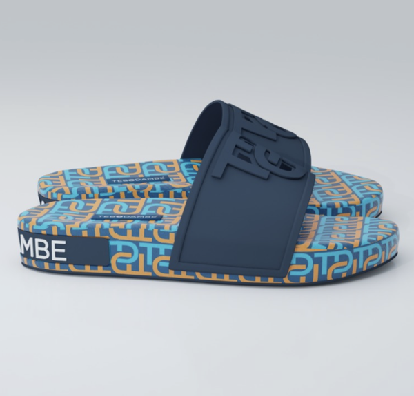 TEBO DAMBE Rubber Designer Slides - Navy Blue