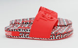 TEBO DAMBE Rubber Designer Slides - Red, Black & White