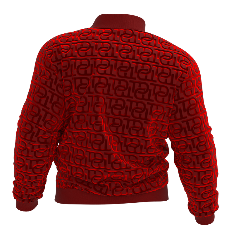 Men's Luxury TD Monogram Embossed Sports Jacket & Sweatpants | Red Velvet