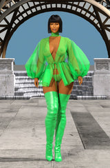 Riana Silk Organza Top | Green