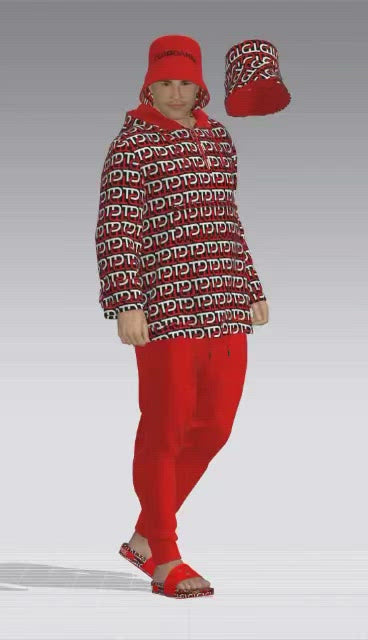 TEBO DAMBE Men's Luxury Sweatpants - Red, Black & White