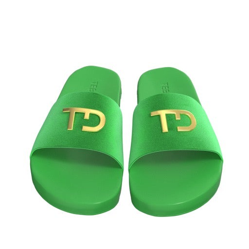 TEBO DAMBE Velvet Designer Slides - Green